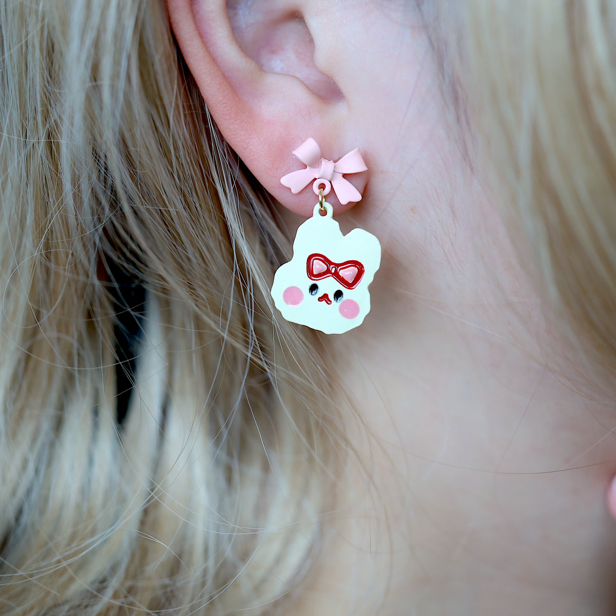 Pink Bowie Bunny Earrings