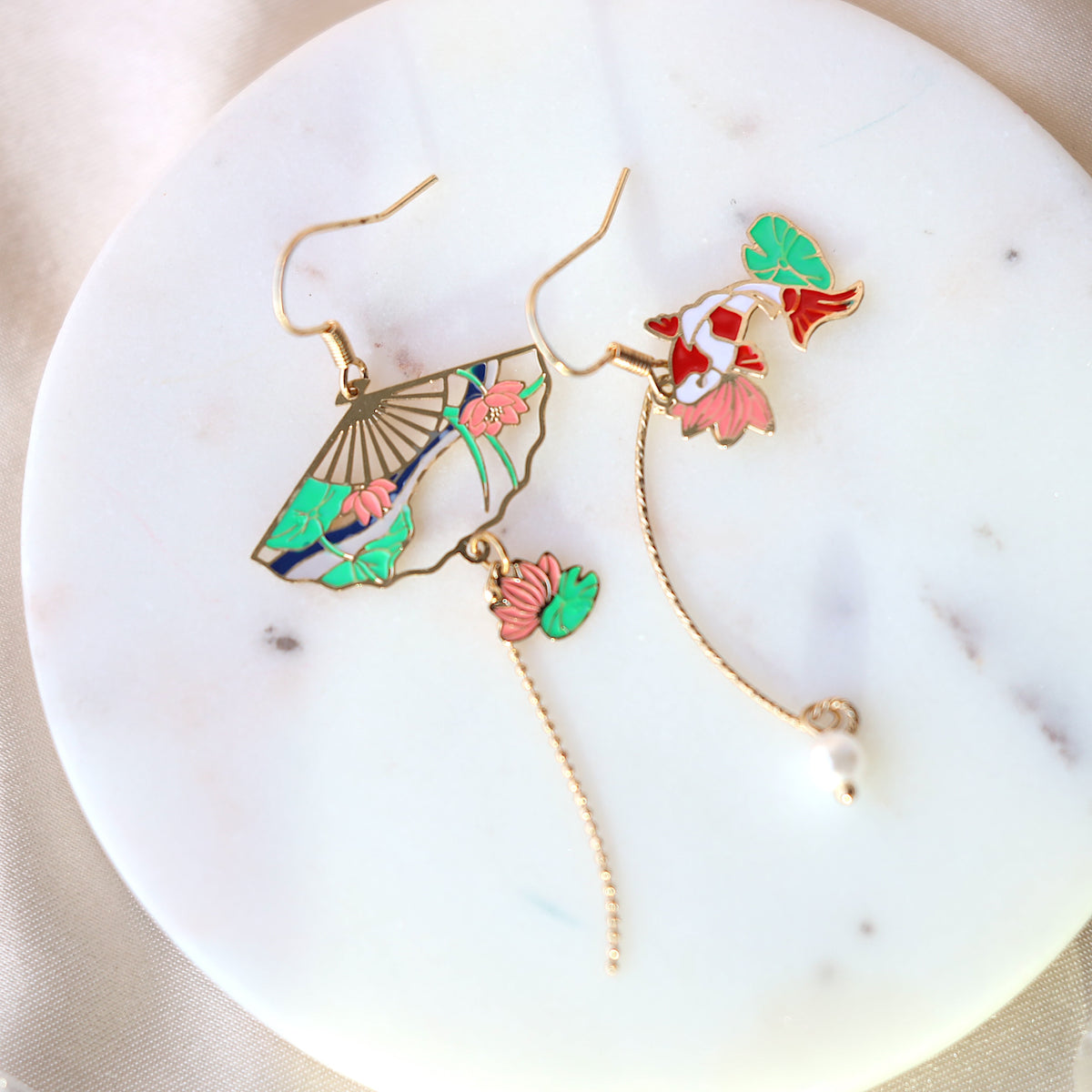 Koi Fish Fan Earrings