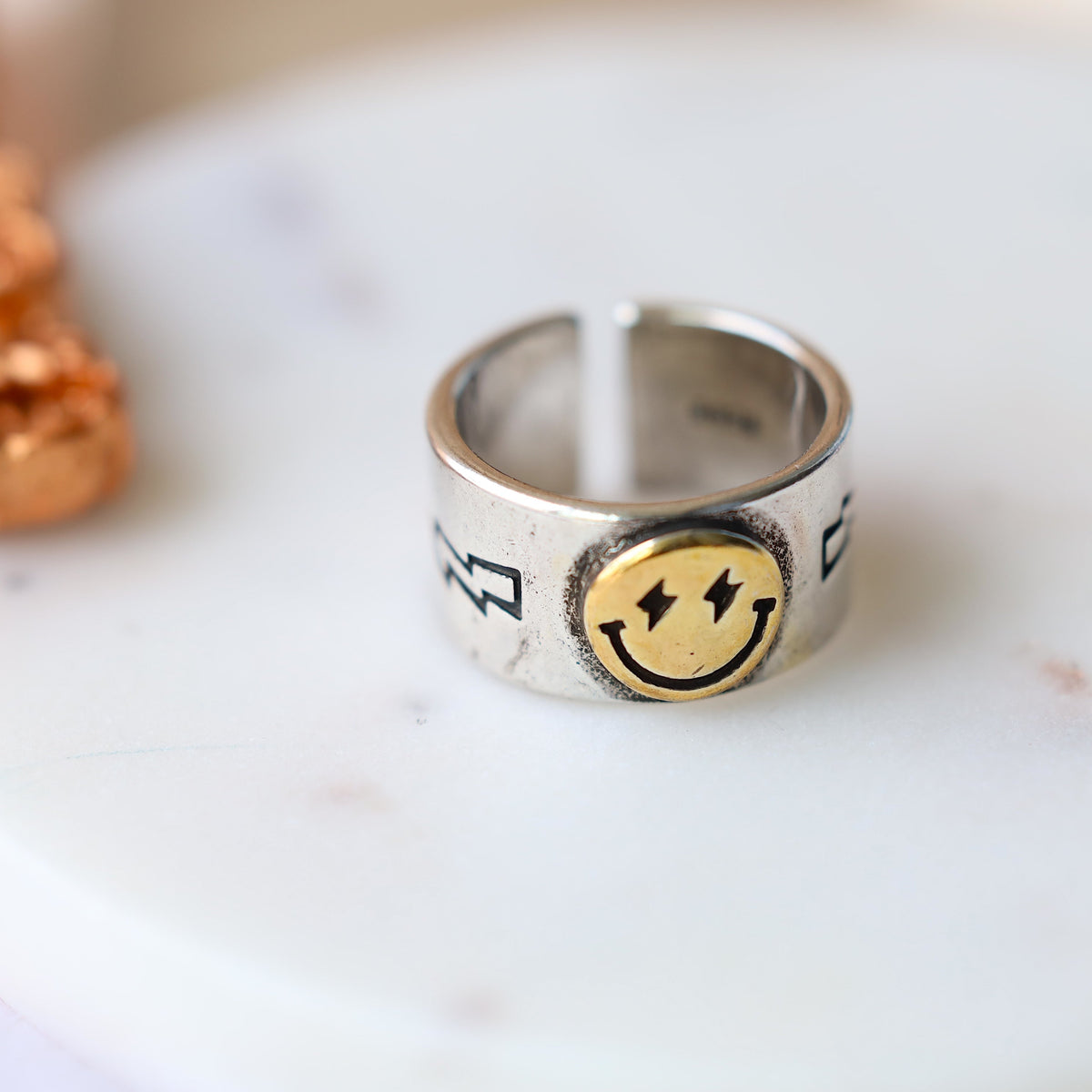 Silver Smile Face Ring
