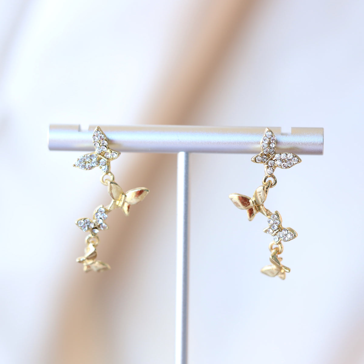 Gold Butterfly Dangle Earrings