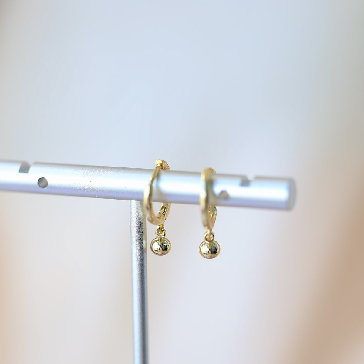 Gold Ball Hoop Earrings