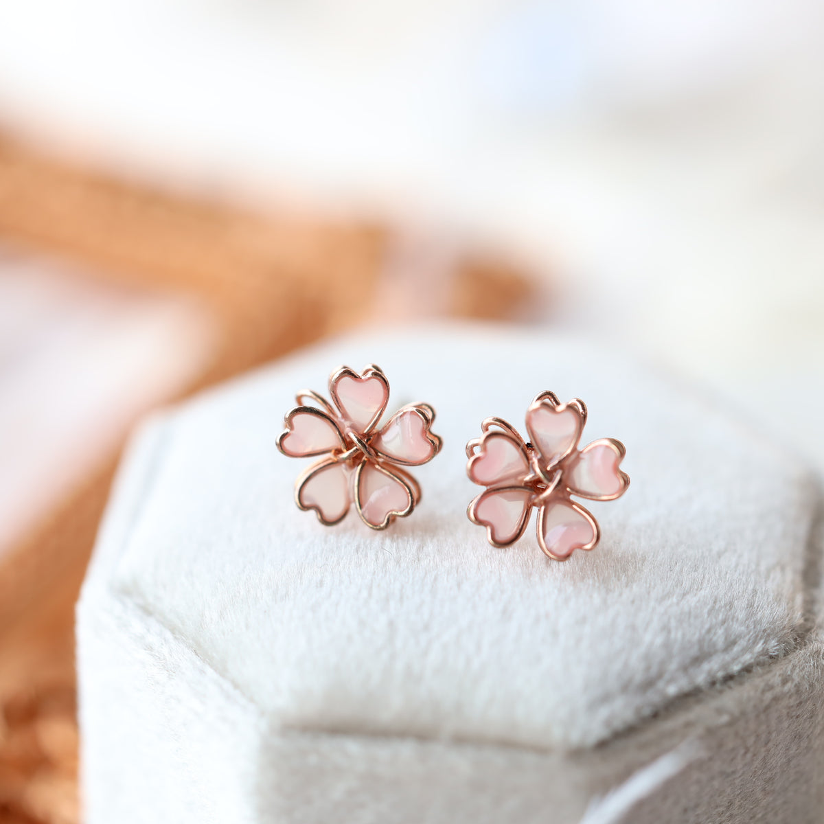 Pink Sakura Flower Studs
