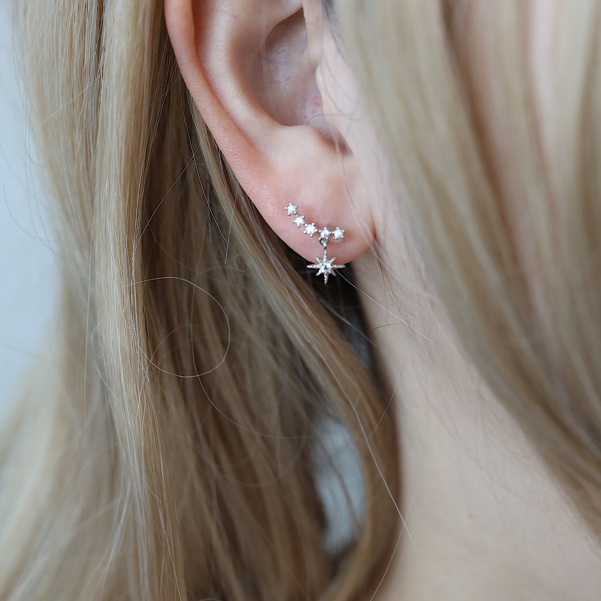 Silver Starburst Drop Earrings