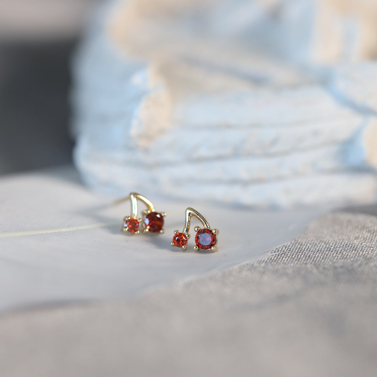 Red Cherry Studs Earrings