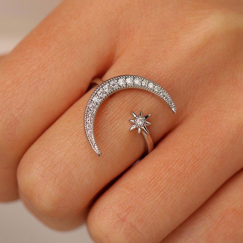 Moon and Star Ring