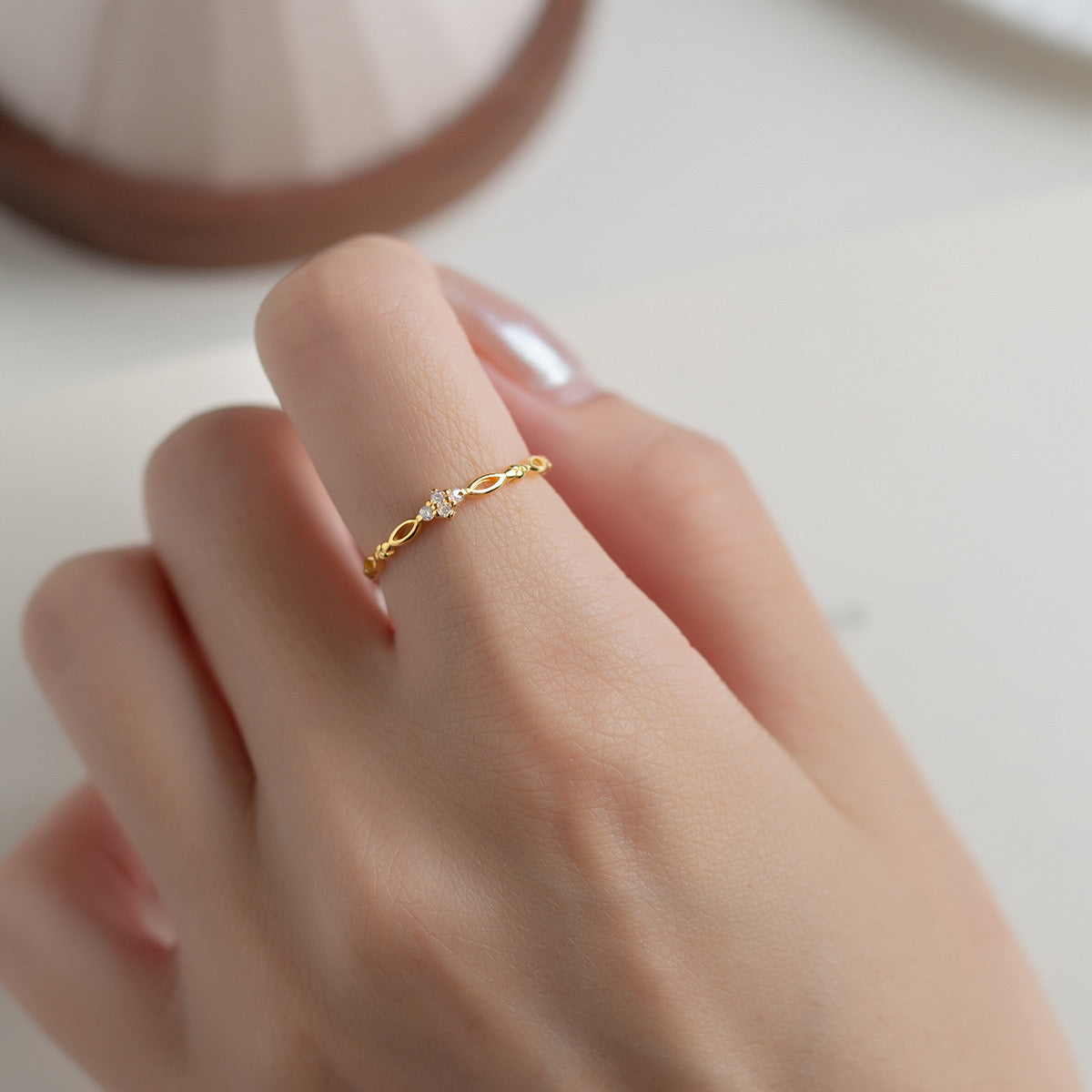 Thin Band Crystal Ring
