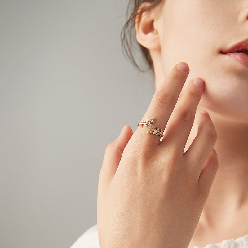 Olive Leaves CZ Ring