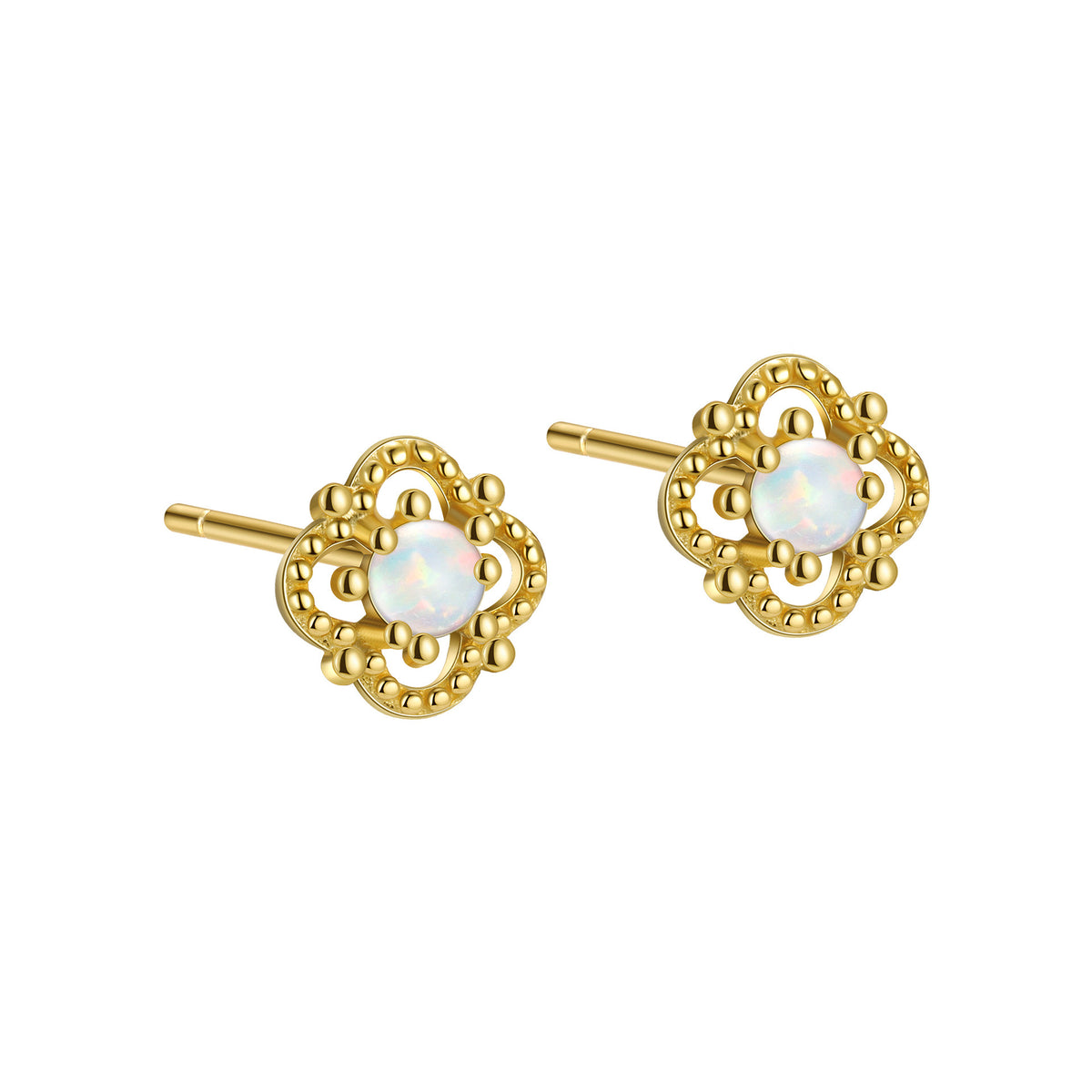Clover Flower Gem Ear Studs