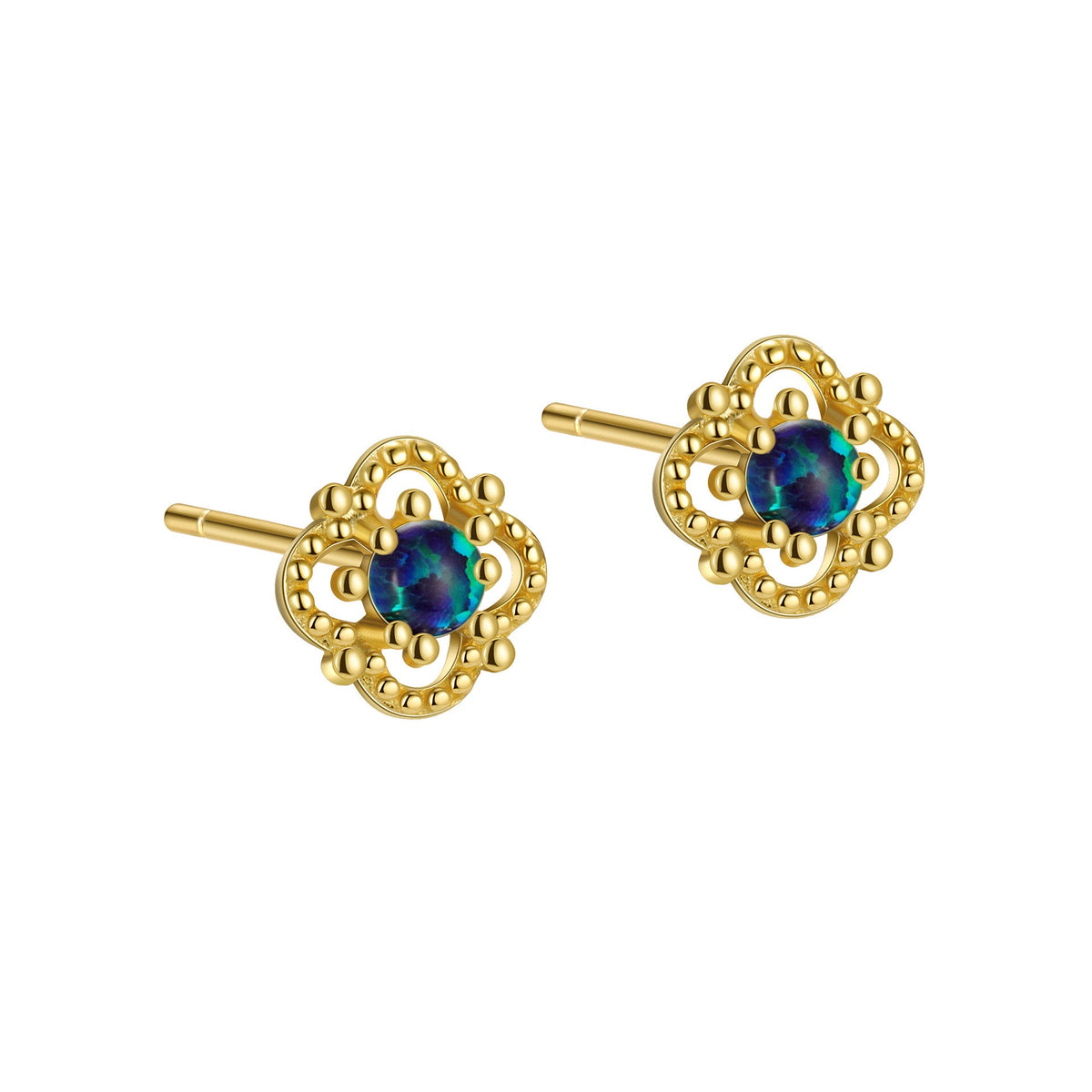 Clover Flower Gem Ear Studs