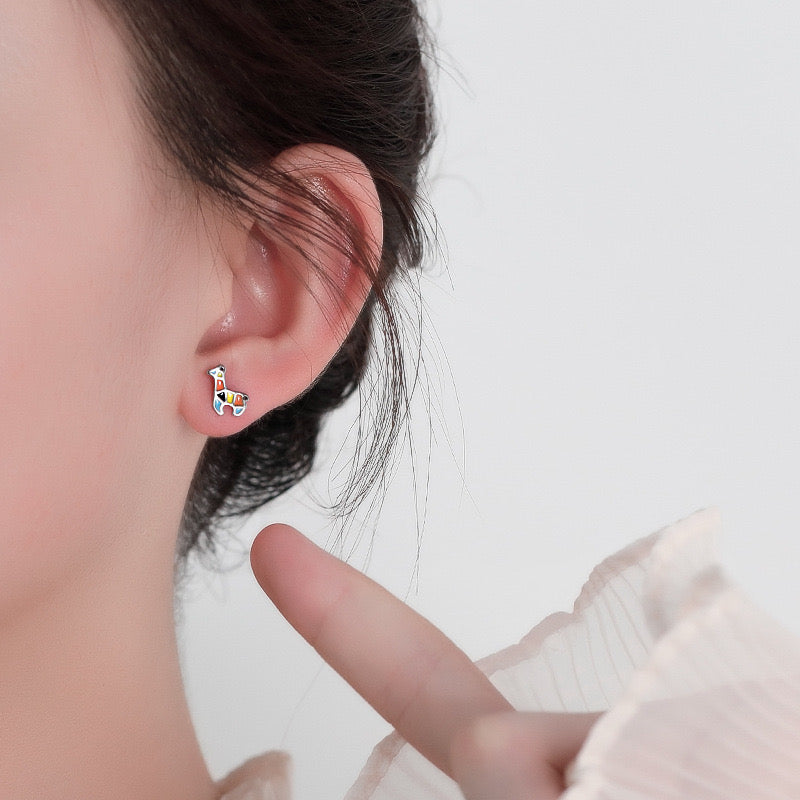 Tiny Colorful Horse Ear Studs