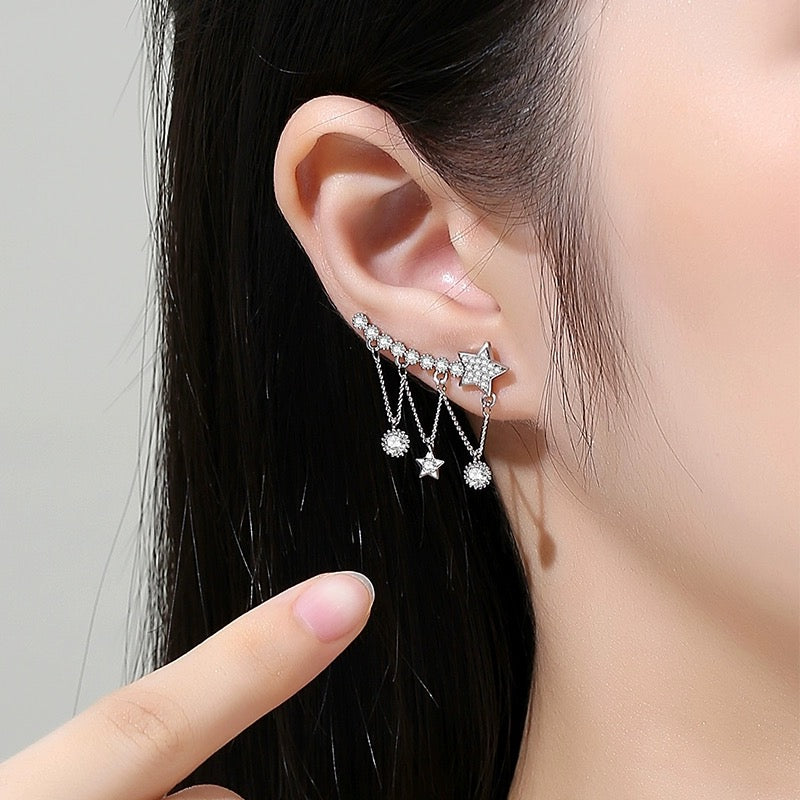 Set of 2 Star Dangling Ear Climbers