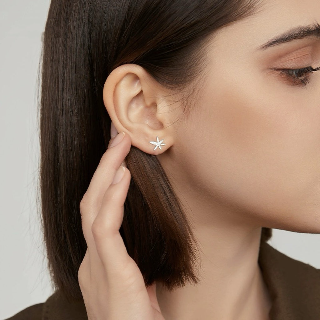 Silver Maple Leaf Ear Studs