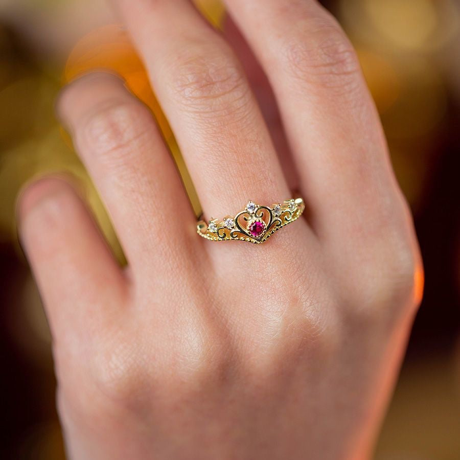 Gold Crown and Gem Ring