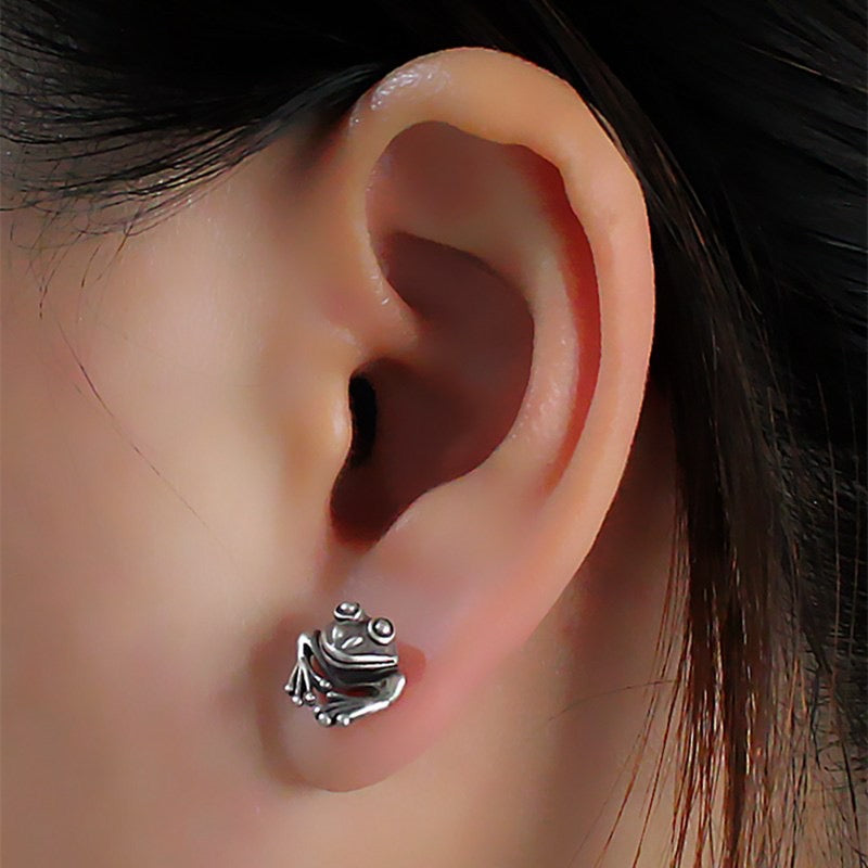Silver Frog Ear Studs