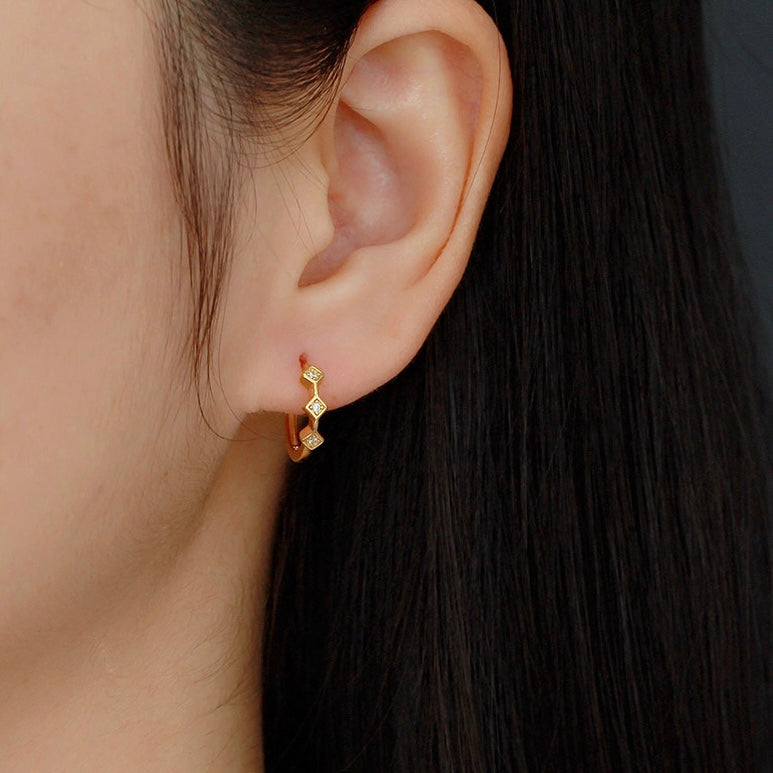 Gold Diamond Hoop Earrings