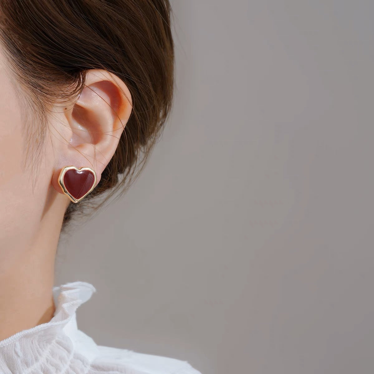 Gold Edged Heart Ear Studs