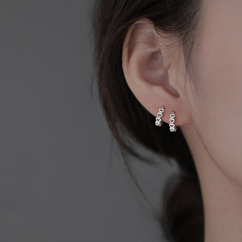 Hollow Heart Huggie Earrings