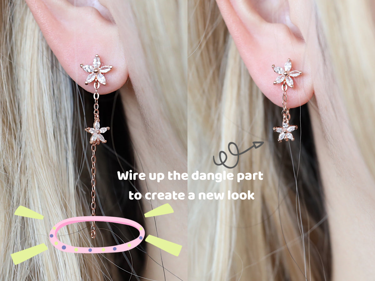 Double Flower Dangle Earrings