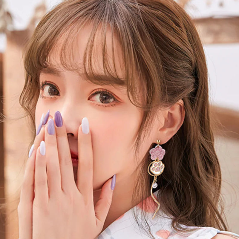 Cat and Paw Earrings