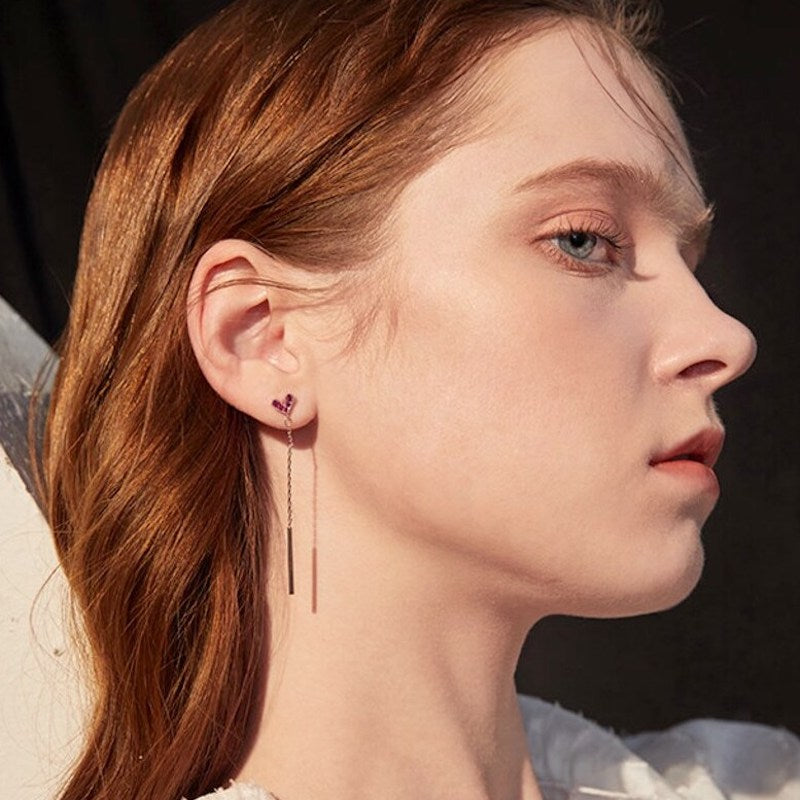 Heart CZ Dangle Earrings