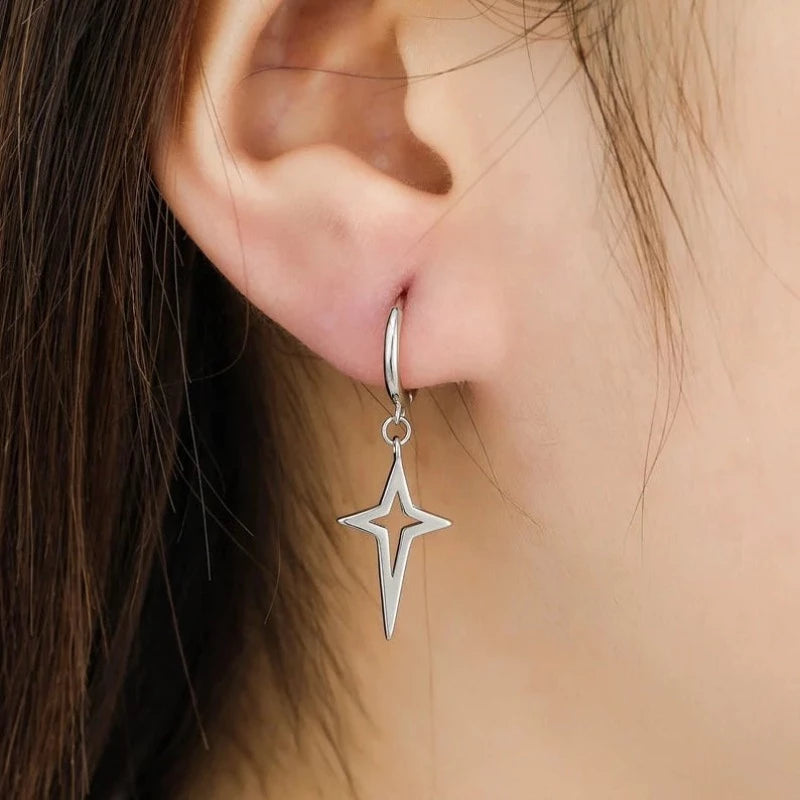 Star Dangle Huggie Hoops