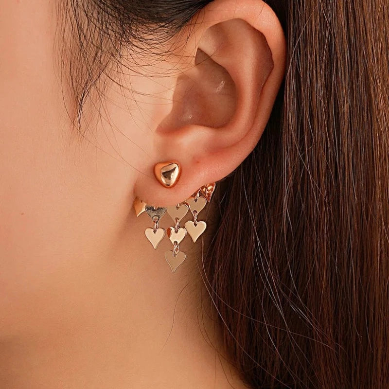 Gold Heart Dangle Earrings