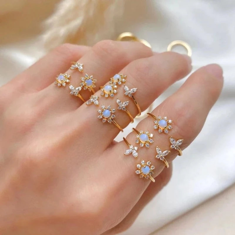 Moonstone Butterfly Ring