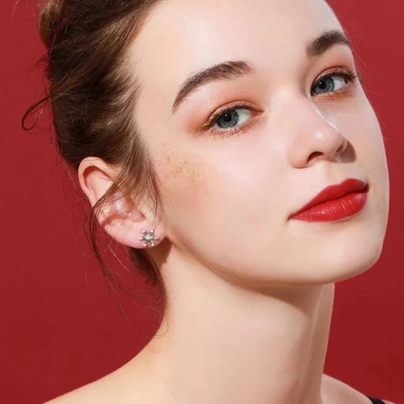 Silver Snowflake Studs Earrings