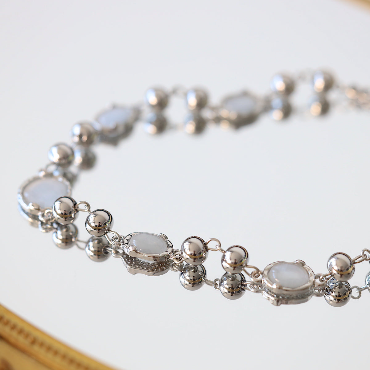 Grey Gemstone Punk Necklace