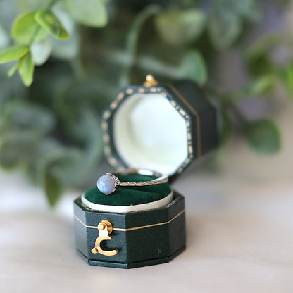 Silver Thin Band Moonstone Ring