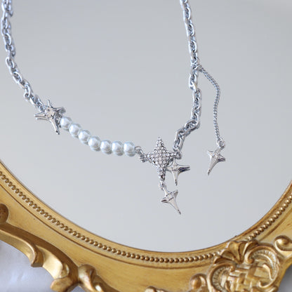 Pearl Beaded Starburst Necklace
