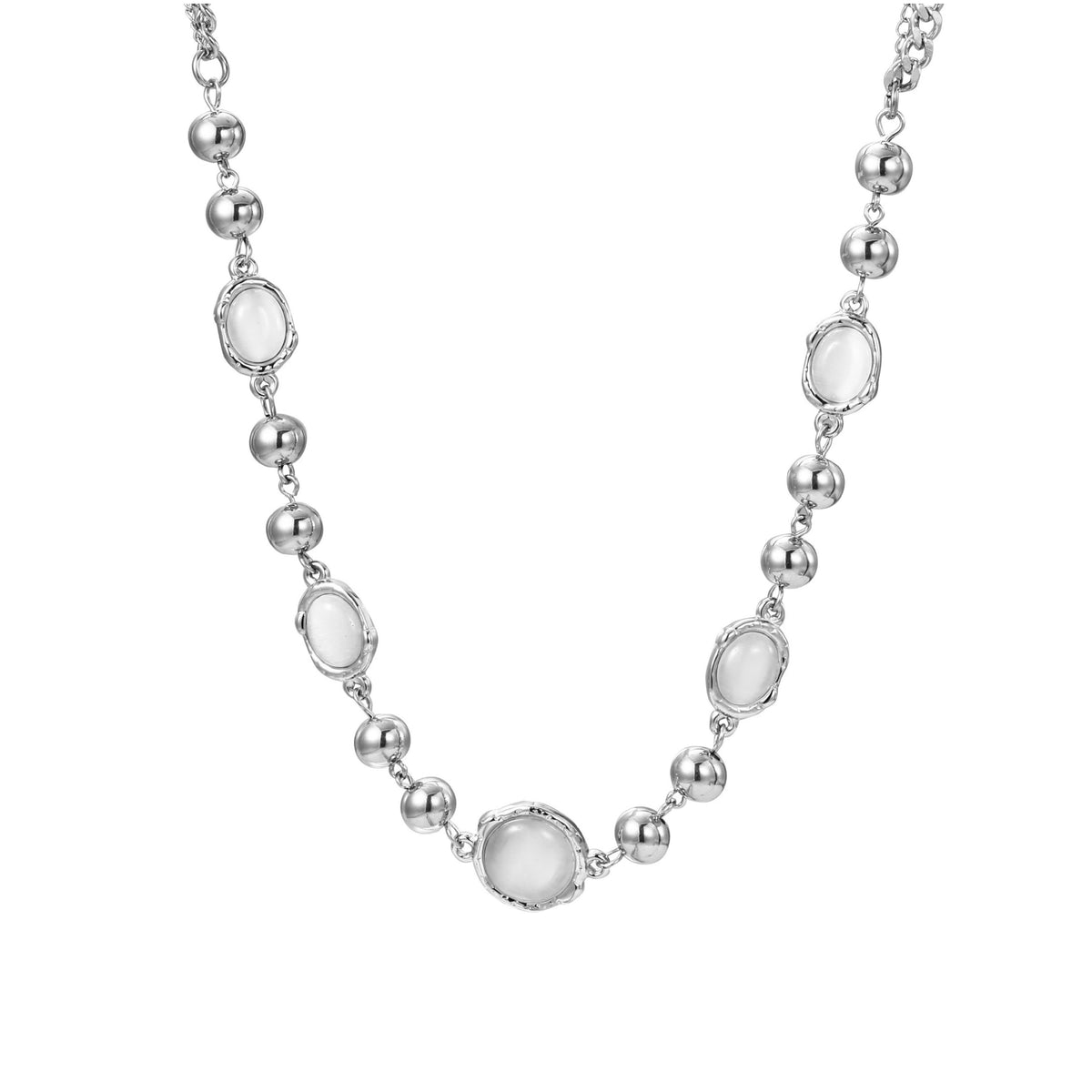Grey Gemstone Punk Necklace