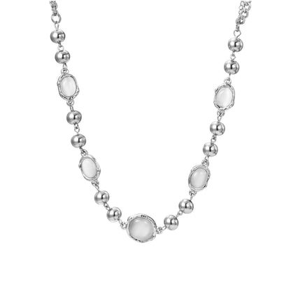 Grey Gemstone Punk Necklace