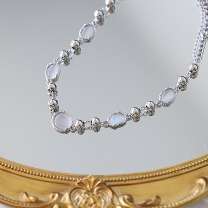 Grey Gemstone Punk Necklace