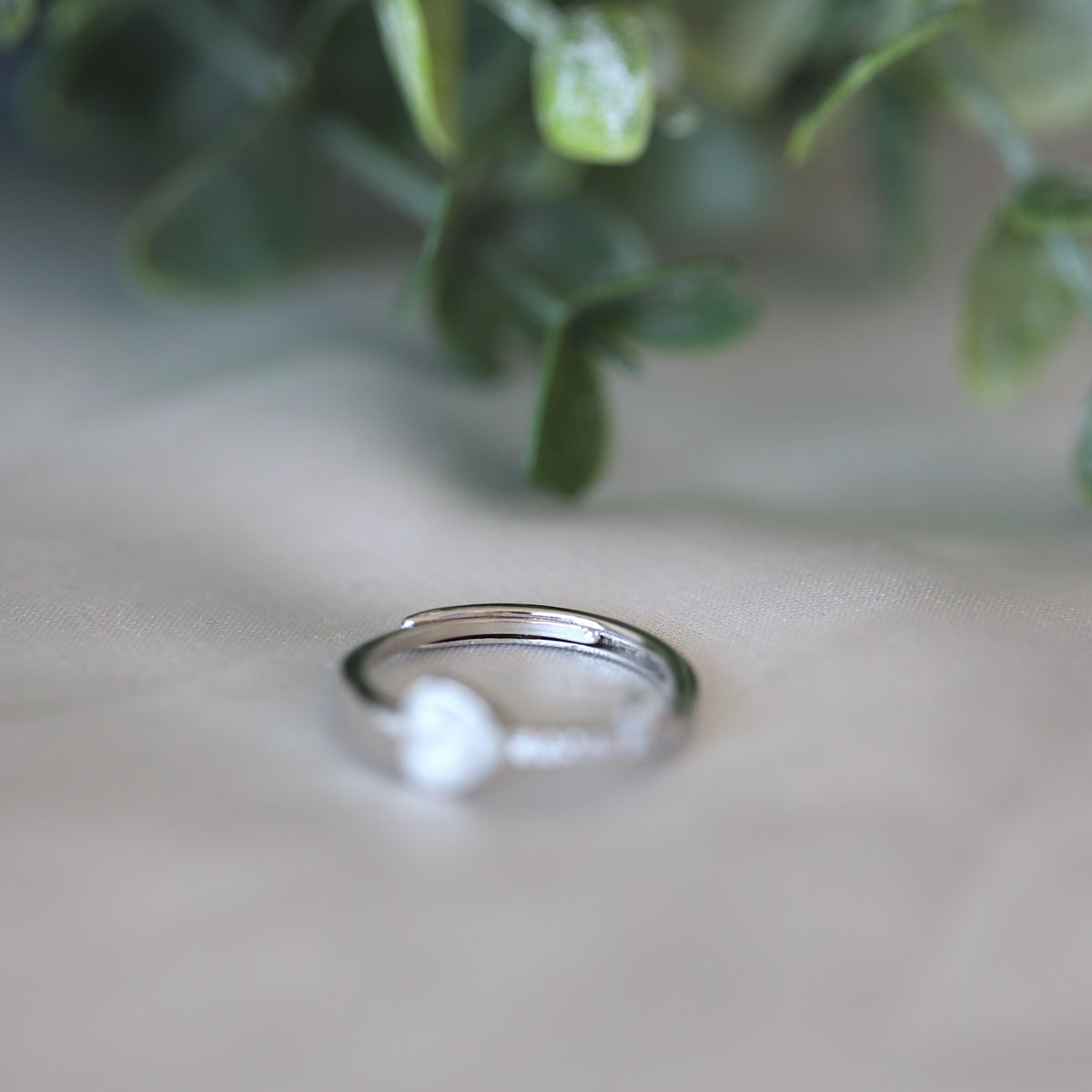 White Heart CZ Ring
