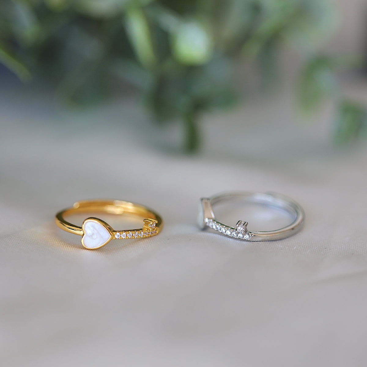 White Heart CZ Ring