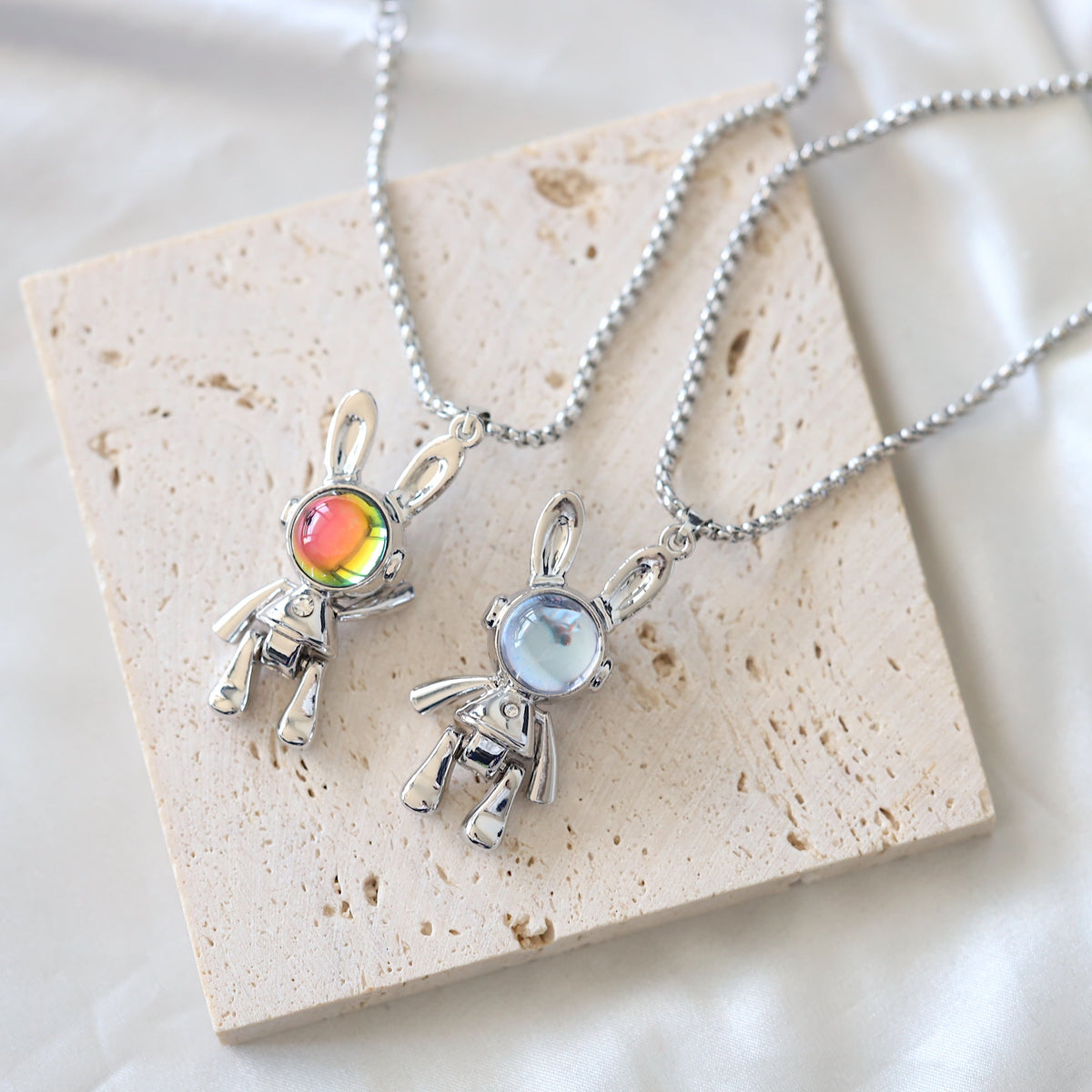 Silver Moonstone Rabbit Necklace