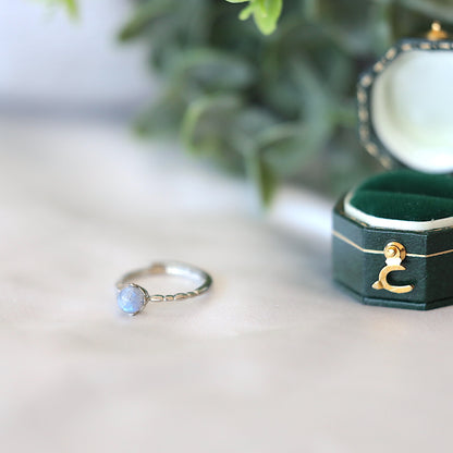 Silver Thin Band Moonstone Ring
