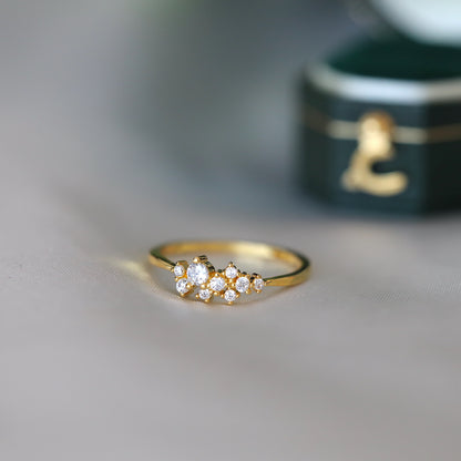 Gold CZ Cluster Ring