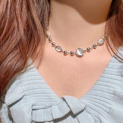 Grey Gemstone Punk Necklace