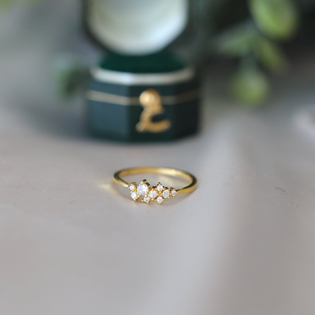 Gold CZ Cluster Ring