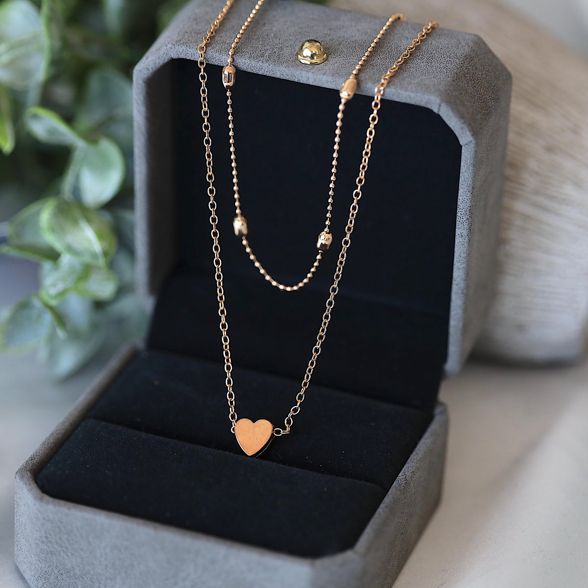 Heart Beaded Double Layer Necklace
