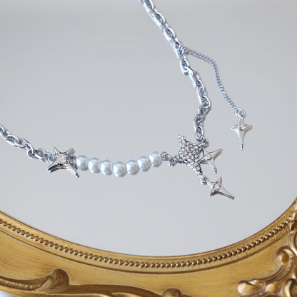 Pearl Beaded Starburst Necklace