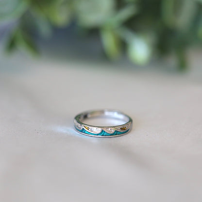 Mountain & Ocean Couple Rings