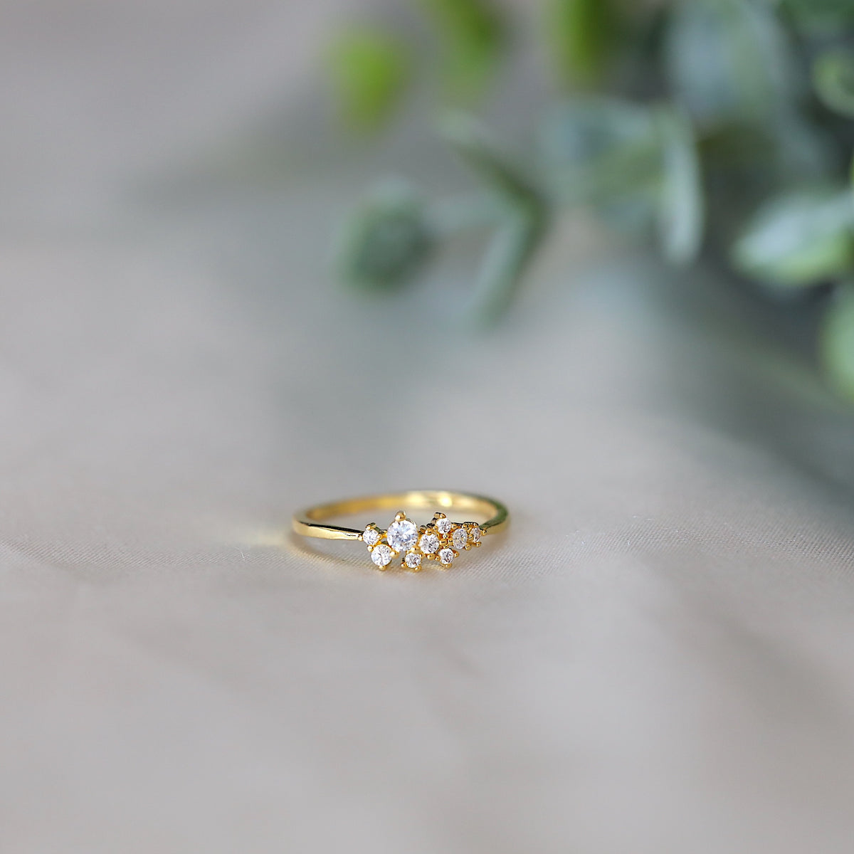 Gold CZ Cluster Ring