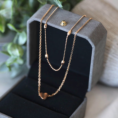 Heart Beaded Double Layer Necklace