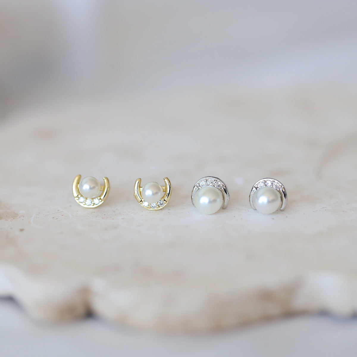 Moon Pearl Ear Studs