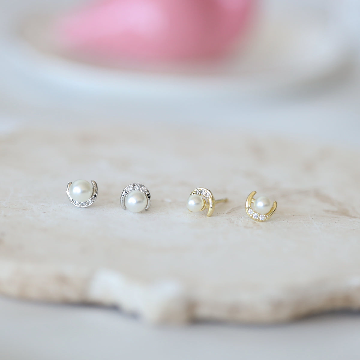 Moon Pearl Ear Studs