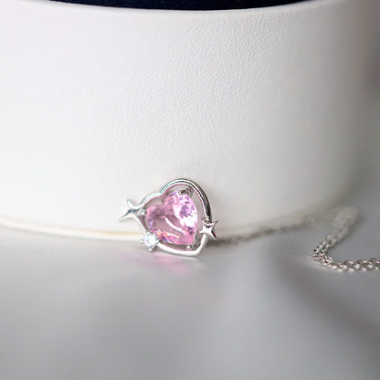 Pink Gem Heart Necklace