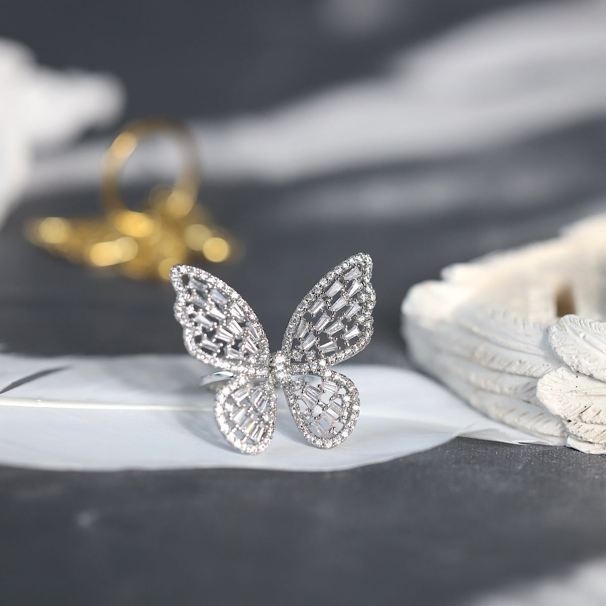 Silver Oversized Butterfly Ring